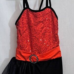 Revolution. Red & Black Dance Costume - Child Large